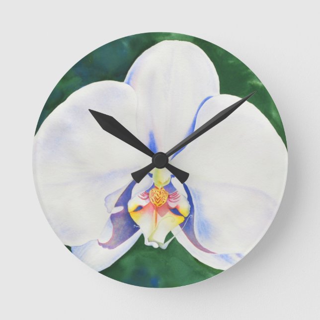 White Orchid Round Clock (Front)