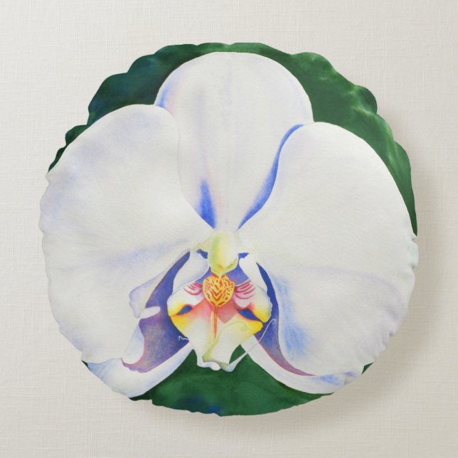 White Orchid Round Cushion (Front)