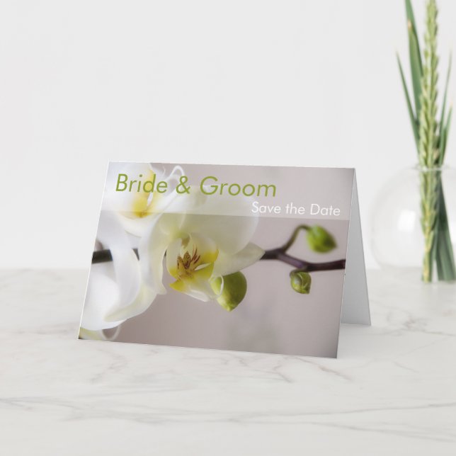 White Orchid Save the Date Card (Front)