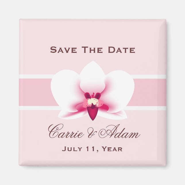 White Orchid Save the Date Magnet (Front)