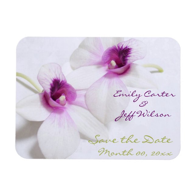 White Orchid Save the Date Magnets (Horizontal)