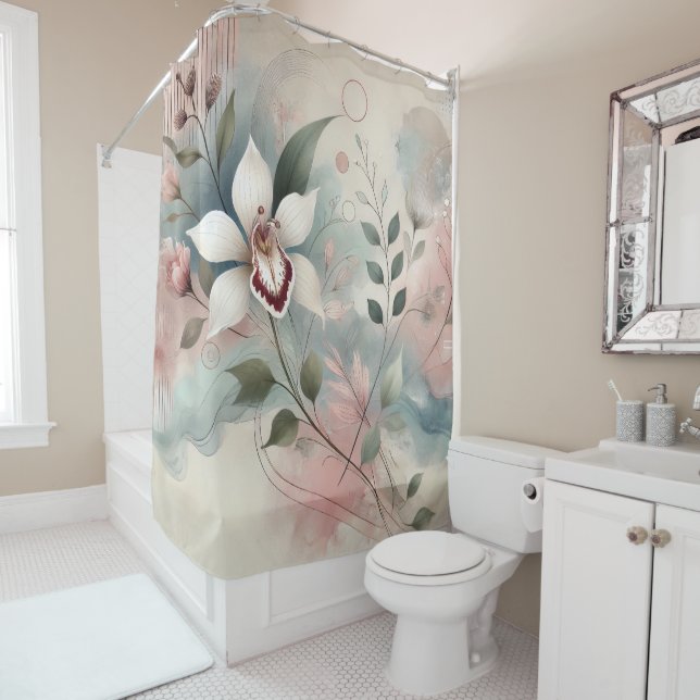 "WHITE ORCHID" - SHOWER CURTAIN (In Situ)