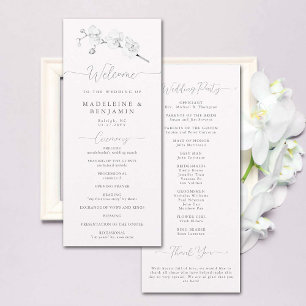 White Orchid Simple Elegant Formal Wedding Program