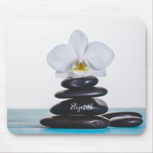 White Orchid,Therapist Zen Stones Mouse Mat