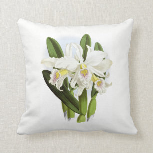 White Orchid Throw Pillow