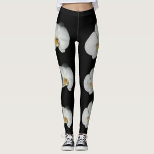 White orchid, tropical white flowers  leggings