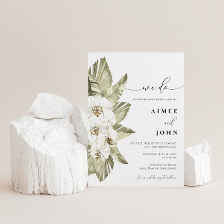 White Orchid We Do Wedding Invitation