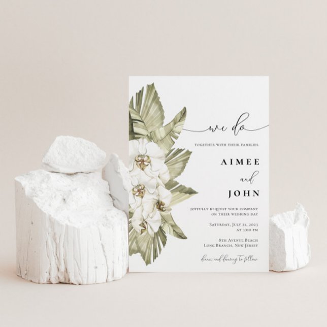 White Orchid We Do Wedding Invitation (Creator Uploaded)