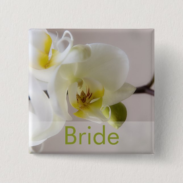 White Orchid • Wedding Button (Front)