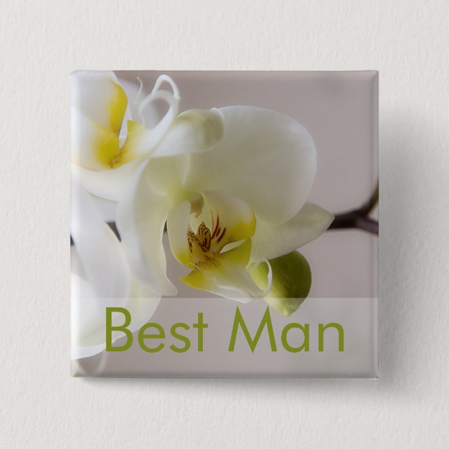White Orchid • Wedding Button (Front)