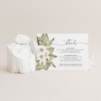 White Orchid Wedding Details Card