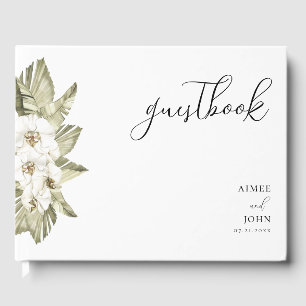 White Orchid Wedding Guest Book