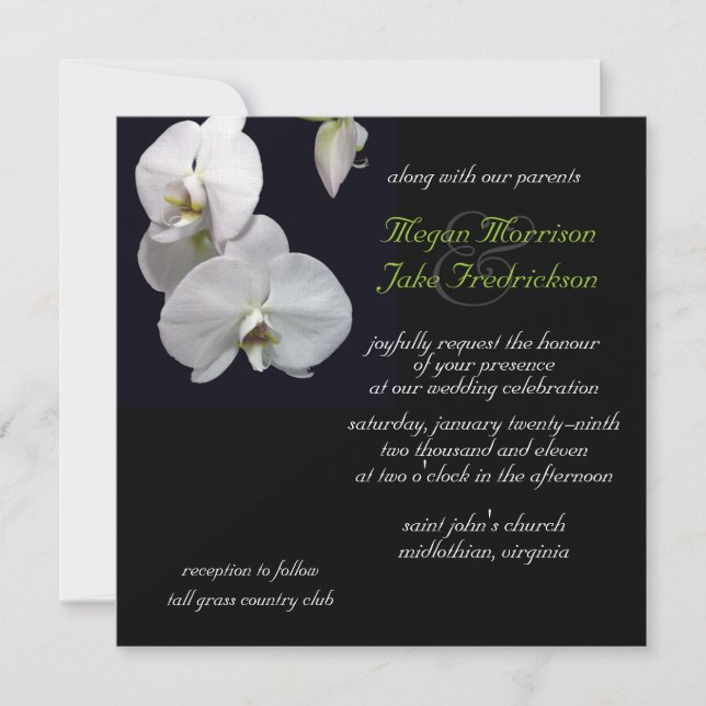 White Orchid Wedding Invitation 5.25x5.25 (Front)