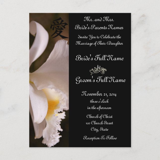 White Orchid Wedding Invitations and Favours (Front)