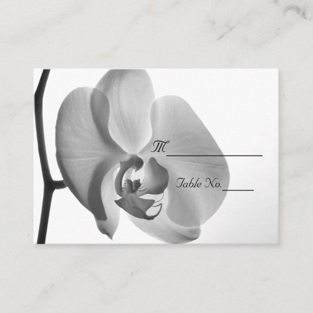 White Orchid Wedding Place Card (Front)