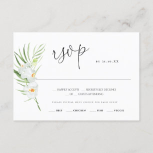 White Orchid Wedding response card RSVP