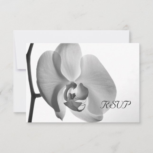 White Orchid Wedding RSVP Response Card (Front)
