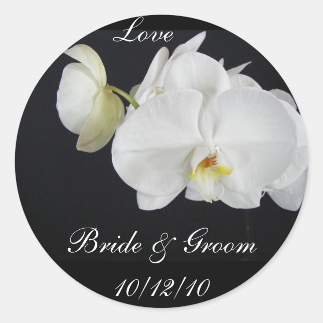 White Orchid Wedding Sticker (Front)