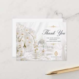 White Orchid Wedding Thank You Card | Tablescape
