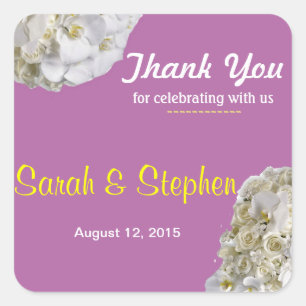 White Orchid Wedding Thank You Label Sticker
