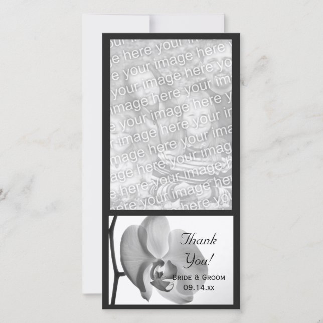 White Orchid Wedding Thank You Photo Card (Front)