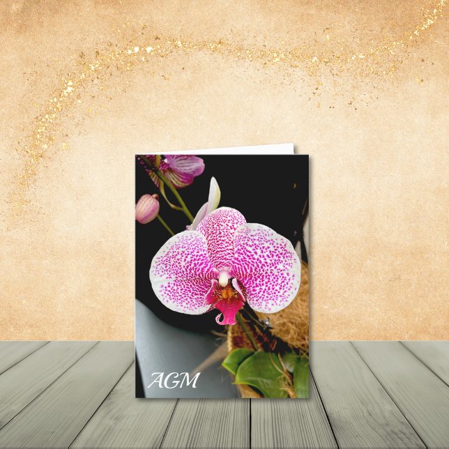 White Orchid with Pink Speckles, Note Cards (Monogram/Name optional.
Personalize to update or remove.)