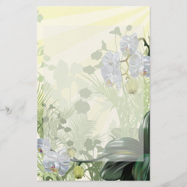 White Orchid Woodlands Stationary Stationery (Front)