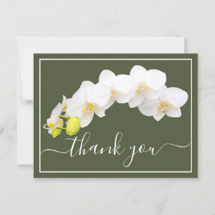 White Orchids Against Green Background Thank You Postcard
