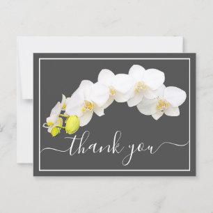 White Orchids Against Grey Background Thank You Postcard