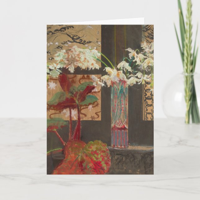 White Orchids and a Peony | Leon Wyczółkowski Card (Front)