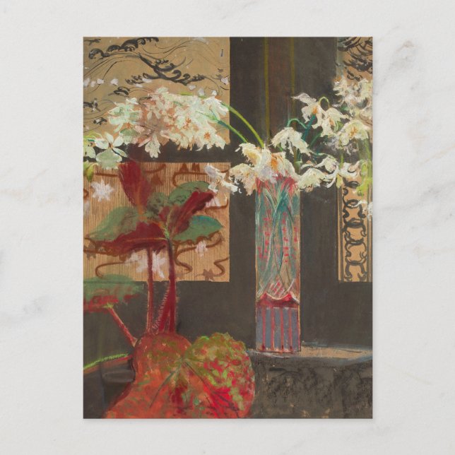 White Orchids and a Peony | Leon Wyczółkowski Postcard (Front)