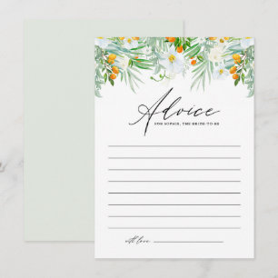 White Orchids and Kumquats Tropical Bridal Shower Advice Card