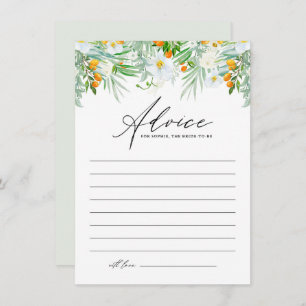 White Orchids and Kumquats Tropical Bridal Shower Advice Card