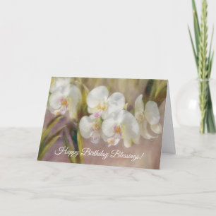 White Orchids Art Floral Faith Birthday Card