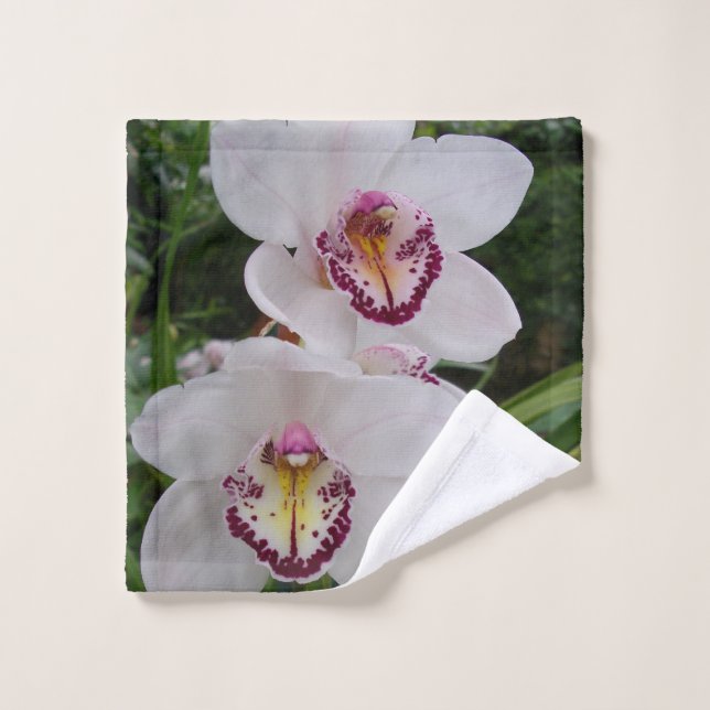 White Orchids Beautiful Tropical Flowers Wash Cloth (Wash Cloth)