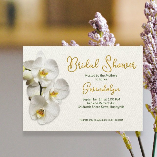 White Orchids Bridal Shower Invitation (Creator Uploaded)