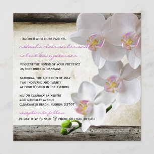 White Orchids Chic Elegant Country Wedding Invites