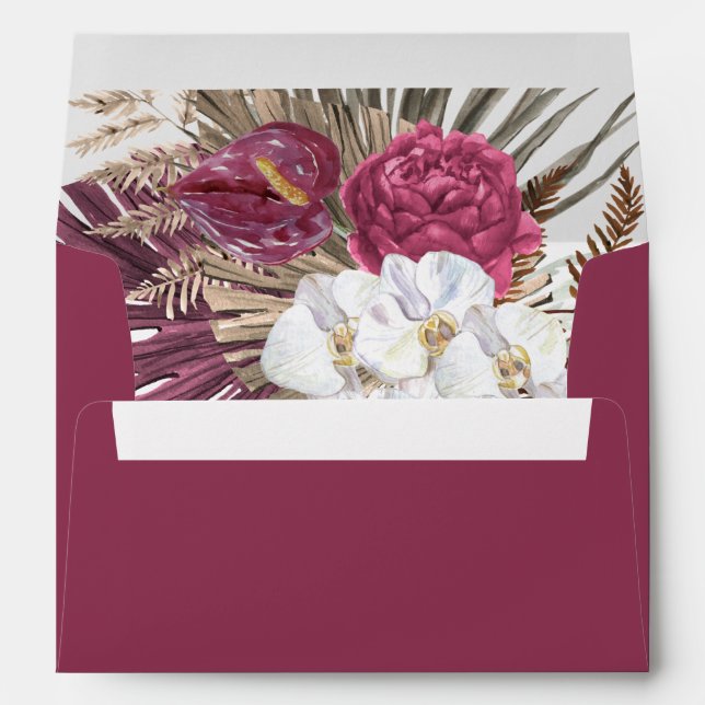White Orchids Floral Return Address Wedding Envelope (Back (Bottom))