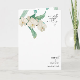 White Orchids Floral Wedding Order of Service Programme
