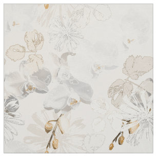 White orchids on a light cream fabric