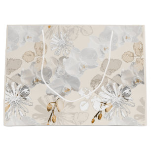 White orchids on a light cream large gift bag