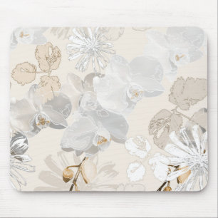 White orchids on a light cream  mouse mat