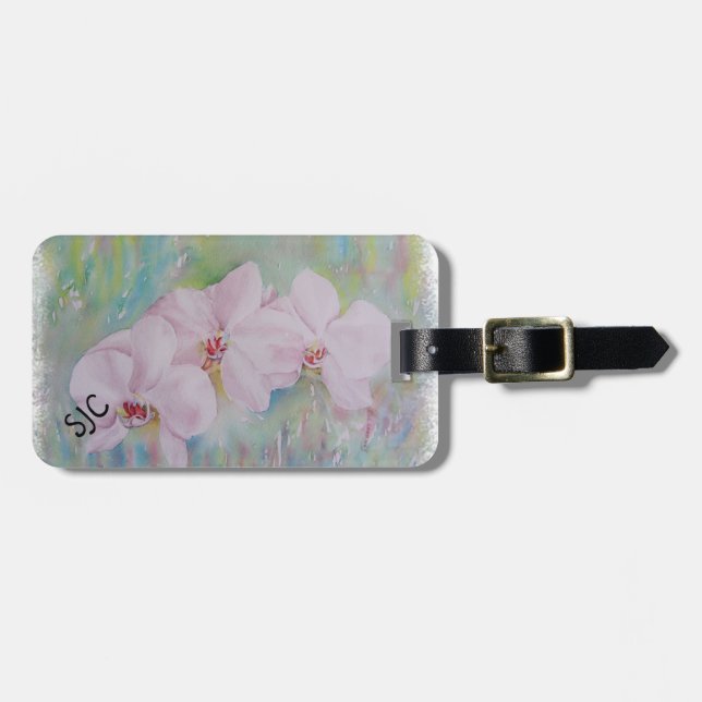WHITE ORCHIDS PERSONALIZED LUGGAGE TAG (Front Horizontal)