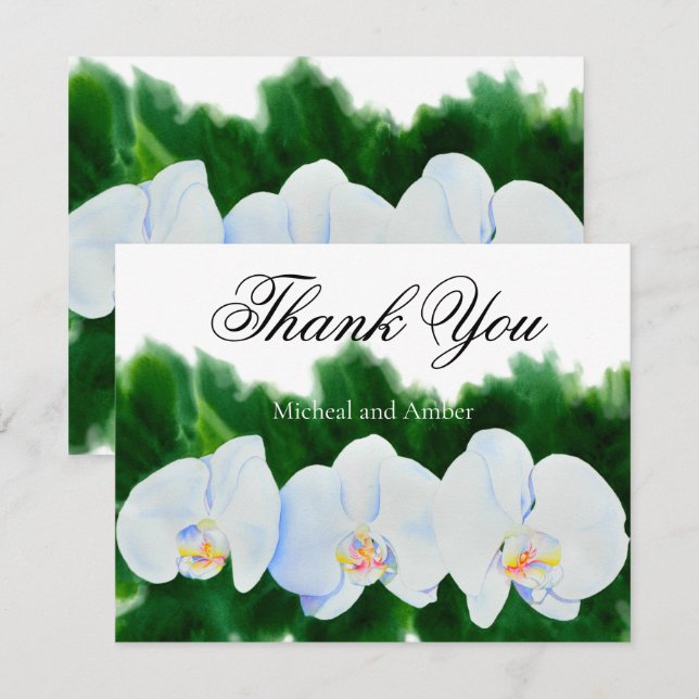 white orchids thank you card (Front/Back)