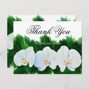 white orchids thank you card