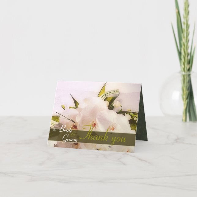White Orchids thank you Card (Front)
