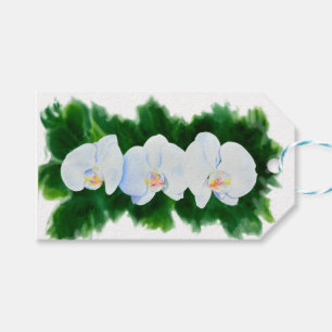 white orchids water colour floral gift tags