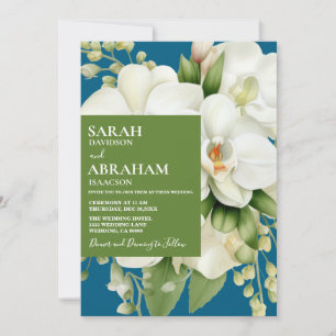 White Orchids Wedding Invitation