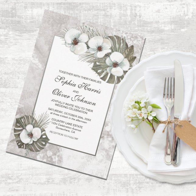White Orchids Wedding Invitation (Creator Uploaded)