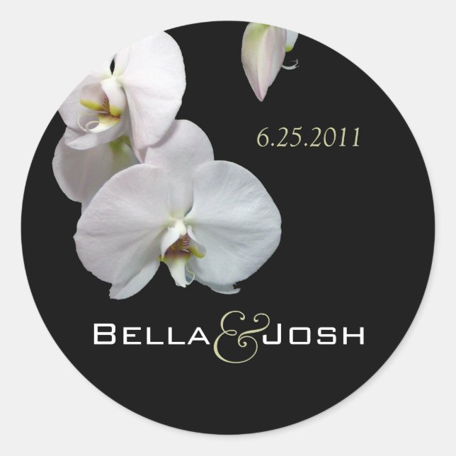 White Orchids Wedding Stickers (Front)